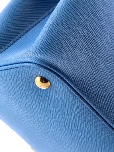 Pre-owned Prada Cuir Double Saffiano Leather Medium Tote Bag In Blue