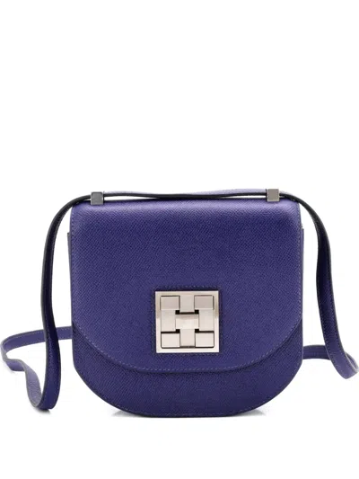 Pre-owned Hermes Mosaique Au 24 Bag Epsom 17 Crossbody Bag In Blue