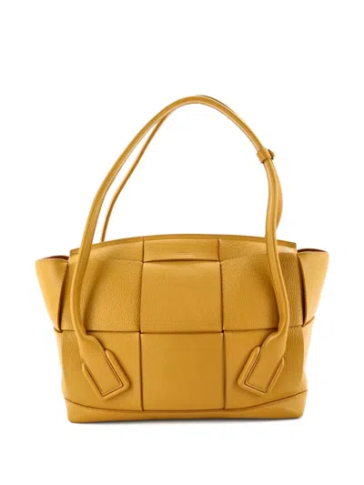 Pre-owned Bottega Veneta Arco Bag Maxi Intrecciato Leather Medium Shoulder Bag In Yellow