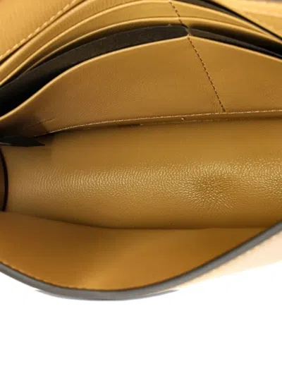 Pre-owned Fendi Ff Diamonds Wallet On Chain Leather Shoulder Bag In Brown