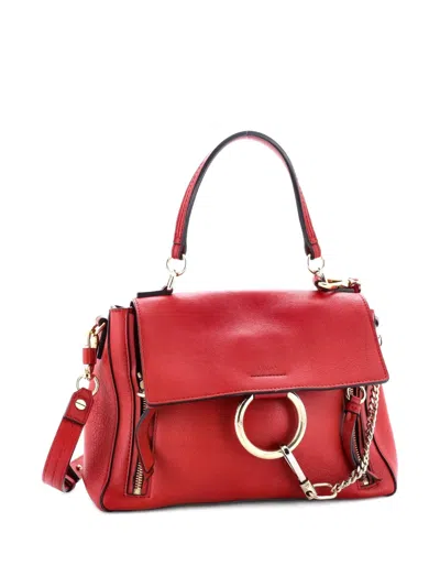 Pre-owned Chloé Faye Day Bag Leather Small Satchel In Red
