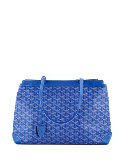 Pre-owned Goyard Bellechasse Bag Coated Canvas Pm Tote Bag In Blue