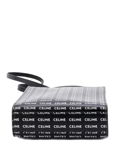 Pre-owned Celine Vertical Cabas All Over Logo Print Leather Mini Tote Bag In Black