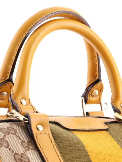 Pre-owned Gucci Vintage Web Boston Bag Gg Canvas Small Satchel In Brown