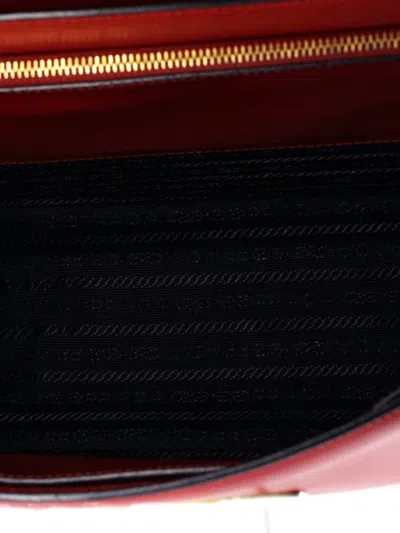 Pre-owned Prada Cahier Convertible City Calf And Saffiano Medium Shoulder Bag In Red