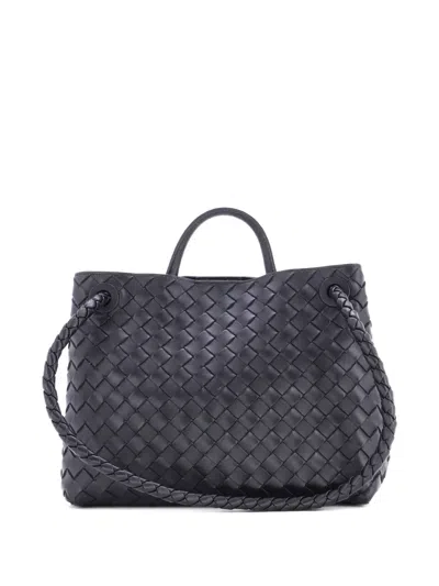 Pre-owned Bottega Veneta Andiamo Top Handle Bag Intrecciato Nappa Medium Satchel In Black