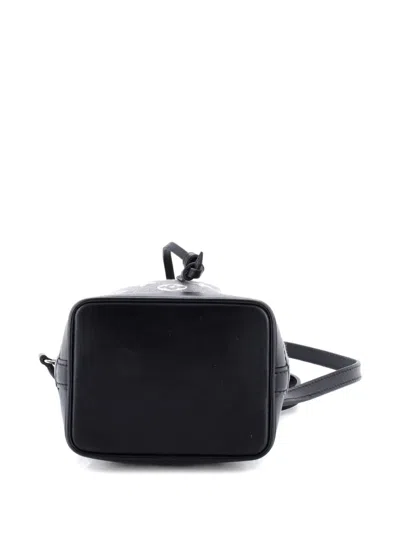 Pre-owned Louis Vuitton Noe Nm Handbag Monogram Jacquard Denim Nano Bucket Bag In Black