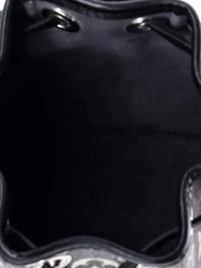 Pre-owned Louis Vuitton Noe Nm Handbag Monogram Jacquard Denim Nano Bucket Bag In Black