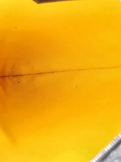 Pre-owned Goyard Senat Zip Coated Canvas Mm Pouch In Gray