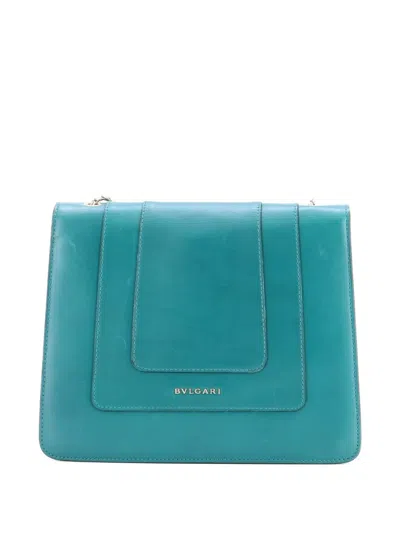 Pre-owned Bvlgari Serpenti Forever Square Leather Medium Shoulder Bag In Green