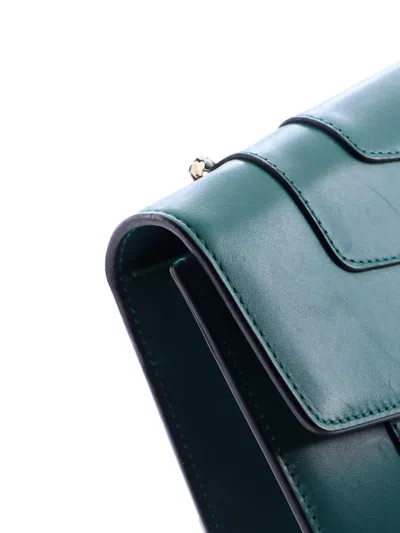 Pre-owned Bvlgari Serpenti Forever Square Leather Medium Shoulder Bag In Green