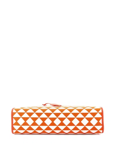 Pre-owned Prada Symbole Shopper Jacquard Large Tote Bag In Orange