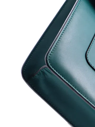 Pre-owned Bvlgari Serpenti Forever Square Leather Medium Shoulder Bag In Green