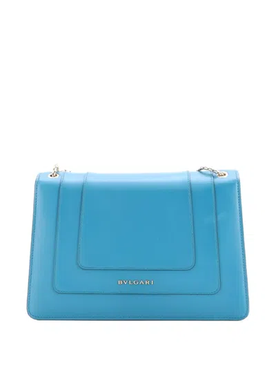 Pre-owned Bvlgari Serpenti Forever Leather Medium Shoulder Bag In Blue