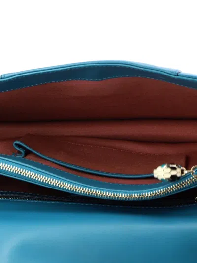 Pre-owned Bvlgari Serpenti Forever Leather Medium Shoulder Bag In Blue