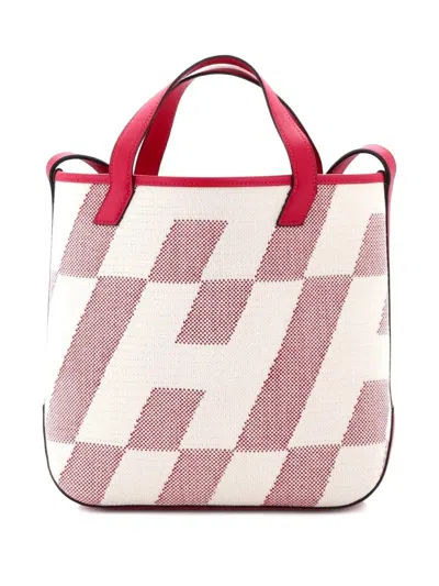 Pre-owned Hermes Cabas H En Biais Tote Canvas With Leather 27 Shoulder Bag In Pink
