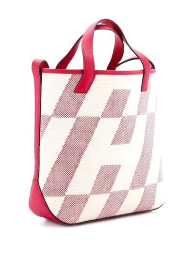 Pre-owned Hermes Cabas H En Biais Tote Canvas With Leather 27 Shoulder Bag In Pink