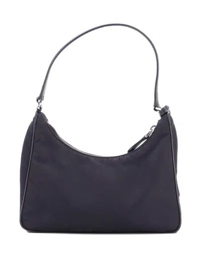 Pre-owned Prada Re-edition 2000 Tessuto Mini Hobo Bag In Black