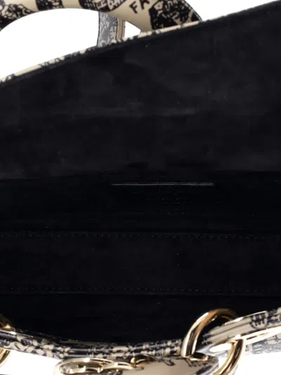 Pre-owned Dior Lady D-joy Bag Printed Leather Small Satchel In Black