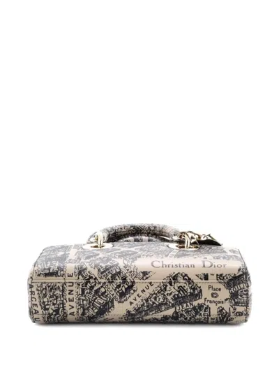 Pre-owned Dior Lady D-joy Bag Printed Leather Small Satchel In Black