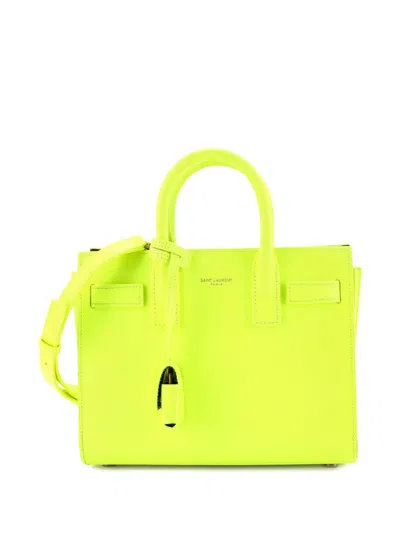 Pre-owned Saint Laurent Sac De Jour Bag Leather Nano Tote Bag In Green