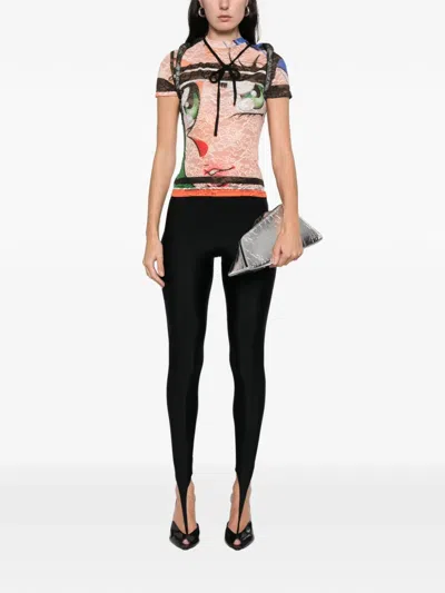 Ottolinger Padded-hood Lace T-shirt In Pink