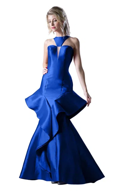 Ladivine 71428 Ruffle Long Formal Fitted Prom Dress In Red