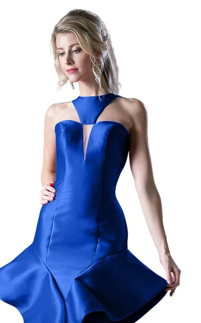 Ladivine 71428 Ruffle Long Formal Fitted Prom Dress In Red