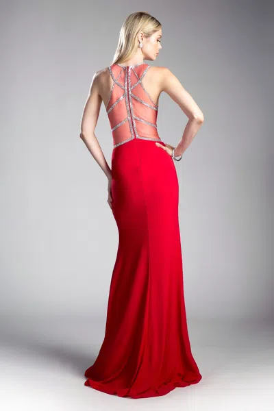 Ladivine Cd0115 Fitted Long Formal Beaded Prom Dress In Red