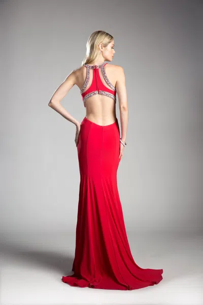 Ladivine 62139 Beaded Long Formal Fitted Prom Dress In Black