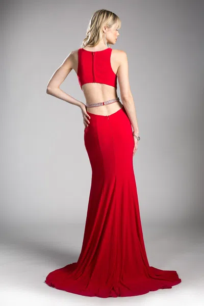 Ladivine 62806 Formal Long Beaded Evening Prom Dress In Red