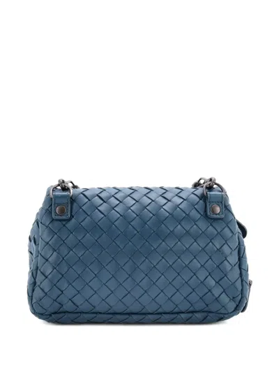 Pre-owned Bottega Veneta Expandable Chain Intrecciato Nappa Small Crossbody Bag In Blue