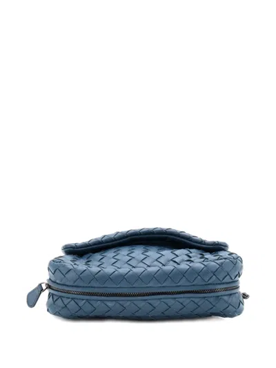 Pre-owned Bottega Veneta Expandable Chain Intrecciato Nappa Small Crossbody Bag In Blue