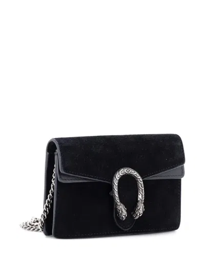 Pre-owned Gucci Dionysus Bag Suede Super Mini Crossbody Bag In Black