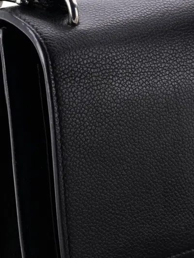 Pre-owned Saint Laurent Sunset Satchel Leather Medium Crossbody Bag In Black