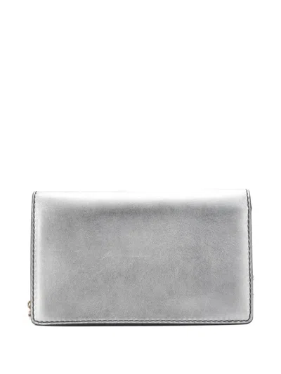Pre-owned Dior J'a On Chain Leather Clutch Bag In Silver
