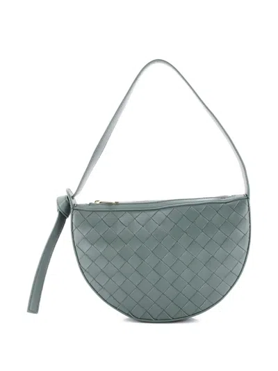 Pre-owned Bottega Veneta Sunrise Intrecciato Leather Mini Shoulder Bag In Green