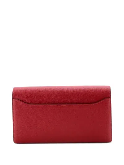 Pre-owned Hermes Constance Wallet Epsom Long Small Wallets In Red