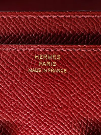 Pre-owned Hermes Constance Wallet Epsom Long Small Wallets In Red