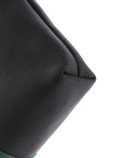 Pre-owned Gucci Web Messenger Bag Techno Canvas Medium Crossbody Bag In Black