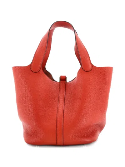 Pre-owned Hermes Picotin Lock Bag Maurice Mm Bucket Bag In Orange