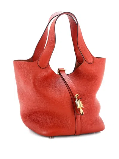 Pre-owned Hermes Picotin Lock Bag Maurice Mm Bucket Bag In Orange
