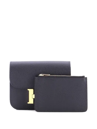 Pre-owned Hermes Constance Slim Wallet Epsom Small Wallets In Black