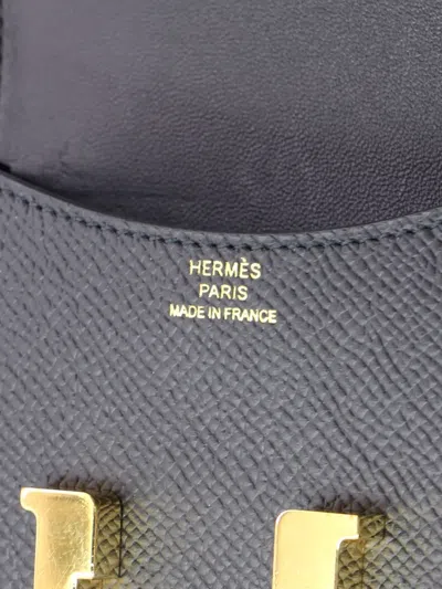 Pre-owned Hermes Constance Slim Wallet Epsom Small Wallets In Black