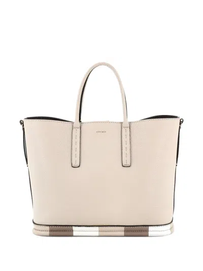 Pre-owned Fendi Selleria Convertible Leather Medium Tote Bag In Neutral