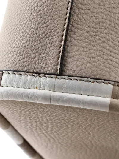 Pre-owned Fendi Selleria Convertible Leather Medium Tote Bag In Neutral