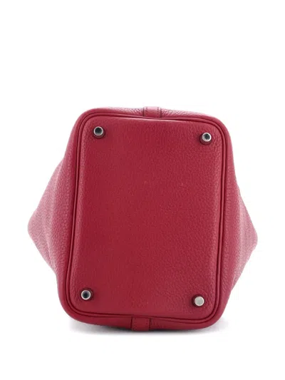 Pre-owned Hermes Picotin Lock Bag Clemence Pm Bucket Bag In Red