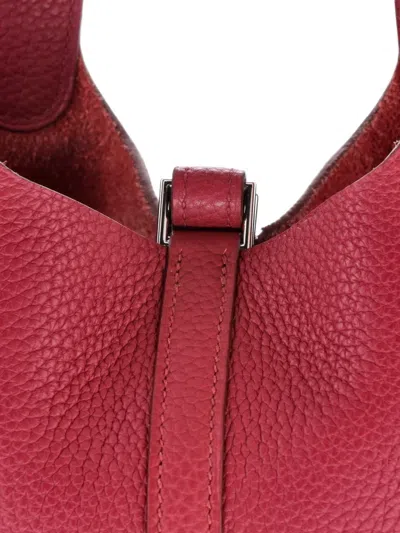 Pre-owned Hermes Picotin Lock Bag Clemence Pm Bucket Bag In Red