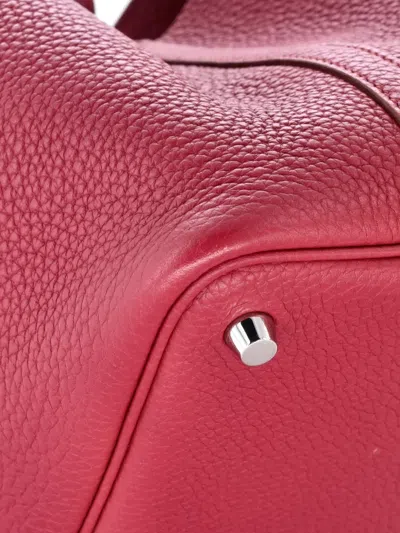 Pre-owned Hermes Picotin Lock Bag Clemence Pm Bucket Bag In Red