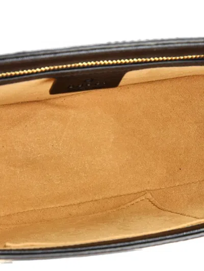 Pre-owned Gucci Padlock Saddle Shoulder Bag Gg Coated Canvas And Leather Small Crossbody Bag In Black